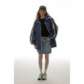 Unisex Jacket Vintage Loose Multicolor Exercise Hooded Coat Men's and Women's Stand Collar Jacket